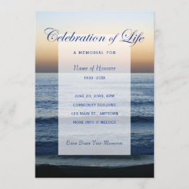 海ブルーお祝いオブライフ記念招待状 招待状