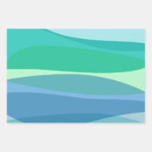 海ブルーとグリーン抽象芸術シェイプの美的 ラッピングペーパーシート (正面2)