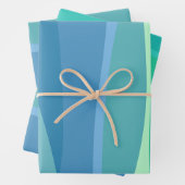 海ブルーとグリーン抽象芸術シェイプの美的 ラッピングペーパーシート (インサイチュ)