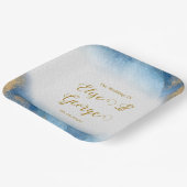 海ブルーとゴールデンウォーター結婚カラー ペーパープレート (傾斜あり)