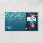 海ブルーとティール(緑がかった色)グラデーショングリッターフォト作家 名刺 (裏面)