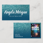 海ブルーとティール(緑がかった色)グラデーショングリッターフォト作家 名刺 (正面/裏面)