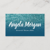 海ブルーとティール（緑がかった色）グラデーショングリッターフォト作家 名刺 (正面)