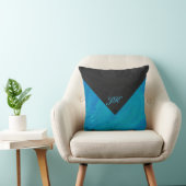 海ブルーとブラックモノグラム クッション (椅子)