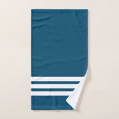 海ブルーとホワイトストライプバスルーム バスタオルセット (ハンドタオル)