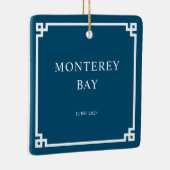 海ブルーと白ギリシャ鍵縁ど家族写真 セラミックオーナメント (右)