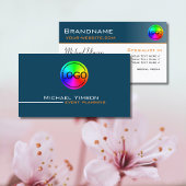 海ブルーと白シンプルのロゴプロフェッショナル 名刺