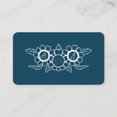 海ブルーと白結婚のテーブル番号座席表 プレイスカード (裏面)