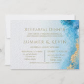 海ブルーと金ゴールドアガテリハーサルディナー 招待状 (正面)