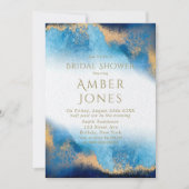 海ブルーと金ゴールドアゲートブライダルシャワー 招待状 (正面)