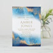 海ブルーと金ゴールドアゲートブライダルシャワー 招待状 (スタンド正面)