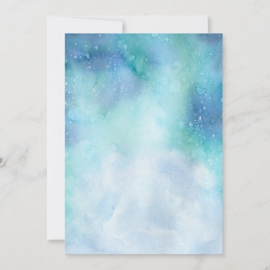 海ブルーと金ゴールド抽象芸術結婚式招待状 招待状 (裏面)