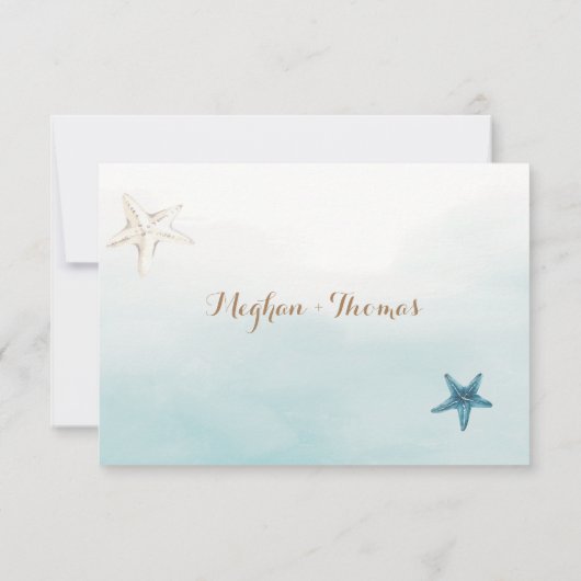 海ブルーとQRコード結婚の小さなRSVP ノートカード (裏面)