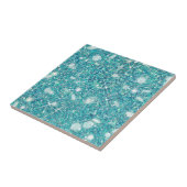 海ブルーアクアカラーフェイクグリッター無地の タイル (側面)