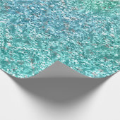 海ブルーアクアティファニーメタリックグリッタースパークリー ラッピングペーパー (角)