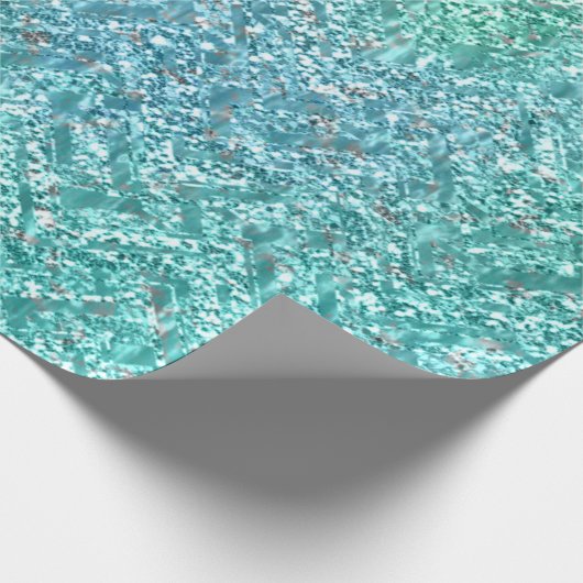 海ブルーアクアティファニーメタリックグリッタースパークリー ラッピングペーパー (角)