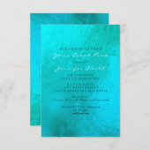 海ブルーアクアパールホワイトメタルビーチ 招待状 (正面/裏面)