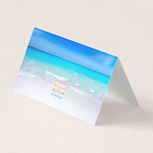 海ブルーアクアプロフェッショナルロゴ折り畳み 名刺 (裏面)