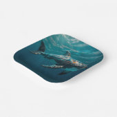 海ブルーアンダーウォータードルフィンポートレート ペーパープレート (傾斜あり)