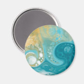 海ブルーウェーブとサンディブラウン流動芸術   マグネット (正面/裏面)