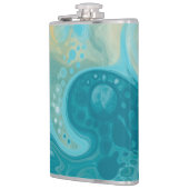 海ブルーウェーブとサンディ・ブラウン流体アート フラスク (左)