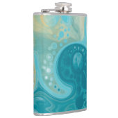 海ブルーウェーブとサンディ・ブラウン流体アート フラスク (右)