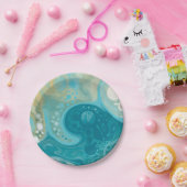 海ブルーウェーブとサンディ・ブラウン流体アート ペーパープレート (パーティー)