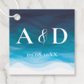 海ブルーウェーブウォーター色結婚式の引き出物ラベル フェイバータグ (正面)