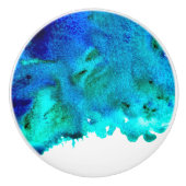 海ブルーウォーターカラーアートビーチヴィーブ セラミックノブ (正面)