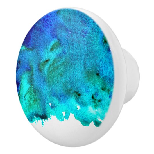 海ブルーウォーターカラーアートビーチヴィーブ セラミックノブ (右)