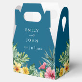 海ブルーウォーターカラートロピカルフローラ結婚ズ フェイバーボックス (オープン)