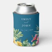 海ブルーウォーターカラートロピカルフローラ結婚ズ 缶クーラー (缶裏面)