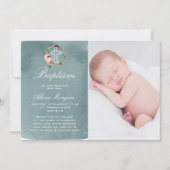 海ブルーウォーターカラーマルサラフローラバプテスマ 招待状 (正面)