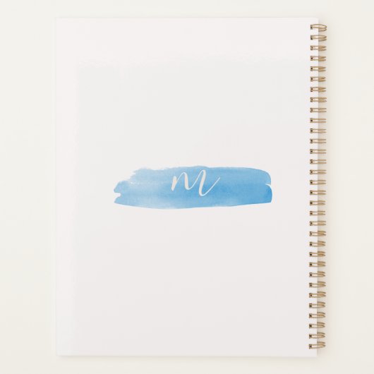 海ブルーウォーターカラーモノグラムスクリプト プランナー手帳 (裏面)