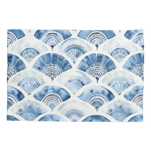 海ブルーウォーターカラー幾何枕カバー 枕カバー (裏面)