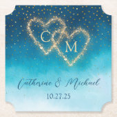 海ブルーウォーター波(モノグラム結婚) ペーパーコースター (正面)