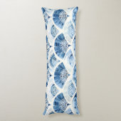 海ブルーウォーター色の幾何勾配アールデコ ボディピロー (裏面 (縦))