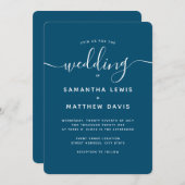 海ブルーエレガントボヘミアンビーチ結婚式 招待状 (正面/裏面)