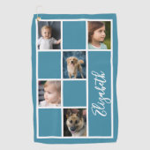 海ブルーカスタムテンプレート家族の写真 ゴルフタオル (正面)