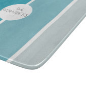 海ブルーカラーブロックモダンお尻文字 カッティングボード (角)