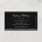 海ブルーグリッターモノグラムブラックシルバー縁ど 名刺 (裏面)