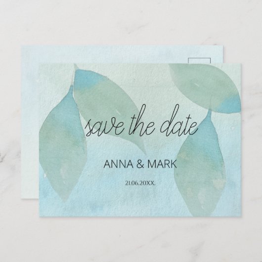 海ブルーグリーンウォーター色透明オリジナル シーズンポストカード (正面/裏面)