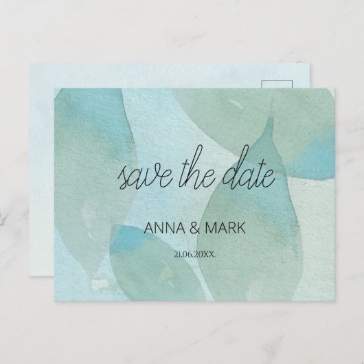 海ブルーグリーンウォーター色透明オリジナル シーズンポストカード (正面/裏面)