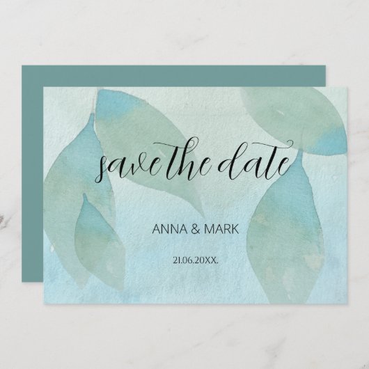 海ブルーグリーンウォーター色透明オリジナル 招待状 (正面/裏面)