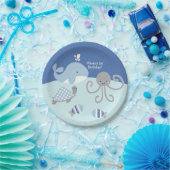 海ブルーグレーホエールシーライフパーティープレート ペーパープレート (パーティー)