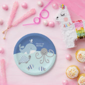 海ブルーグレーホエールシーライフパーティープレート ペーパープレート (パーティー)