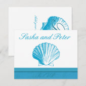 海ブルーシェルビーチ結婚式RSVPカード 出欠カード (正面/裏面)