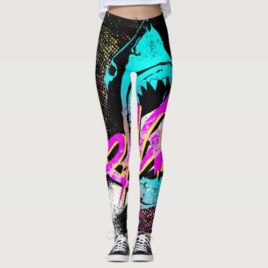 海ブルーシャーク80年代90年代グランジファッション レギンス (正面)