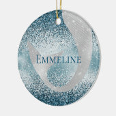 海ブルーシルバーマーメイドスパークルグリッター セラミックオーナメント (左)