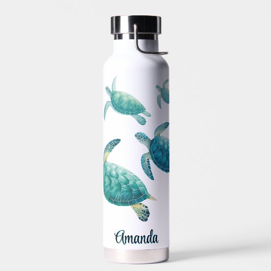 海ブルーシータートルトリオウォーター色 ウォーターボトル (左面)